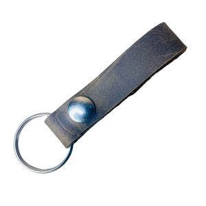 leather keychain 4.5”loop smooth pull up brown leather strong snap